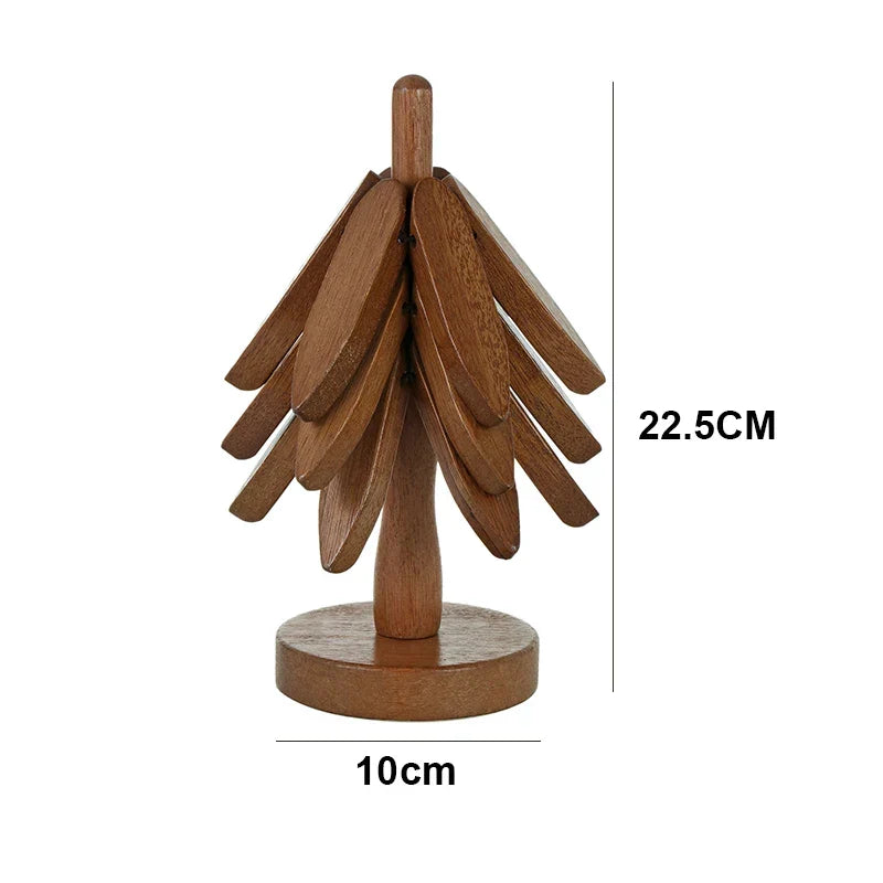 Wooden Tree Heat Resistant Coaster Set