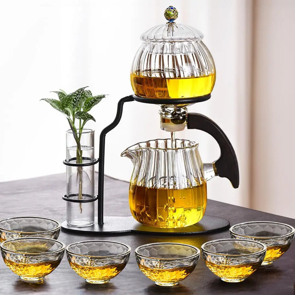 Vintage Pumpkin-Inspired Glass Tea Set