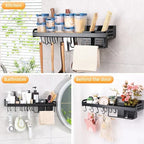 Kitchen wall shelf made of metal – Self-adhesive & screwable | Non-slip wave pattern | Mounting accessories included Bowlift