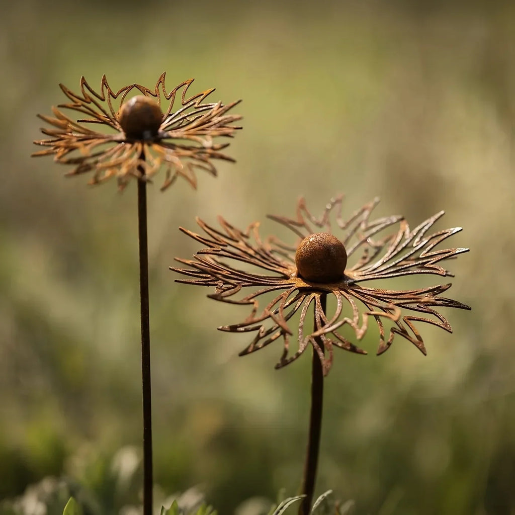 Zevolim| FLORUSTA Garden Stake Bluebonnet | Rust Look Metal | Rustic Garden Decor