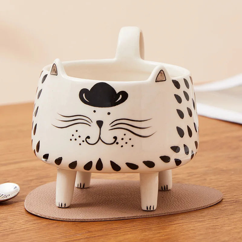Happy Cat Long Legs Ceramic Mug