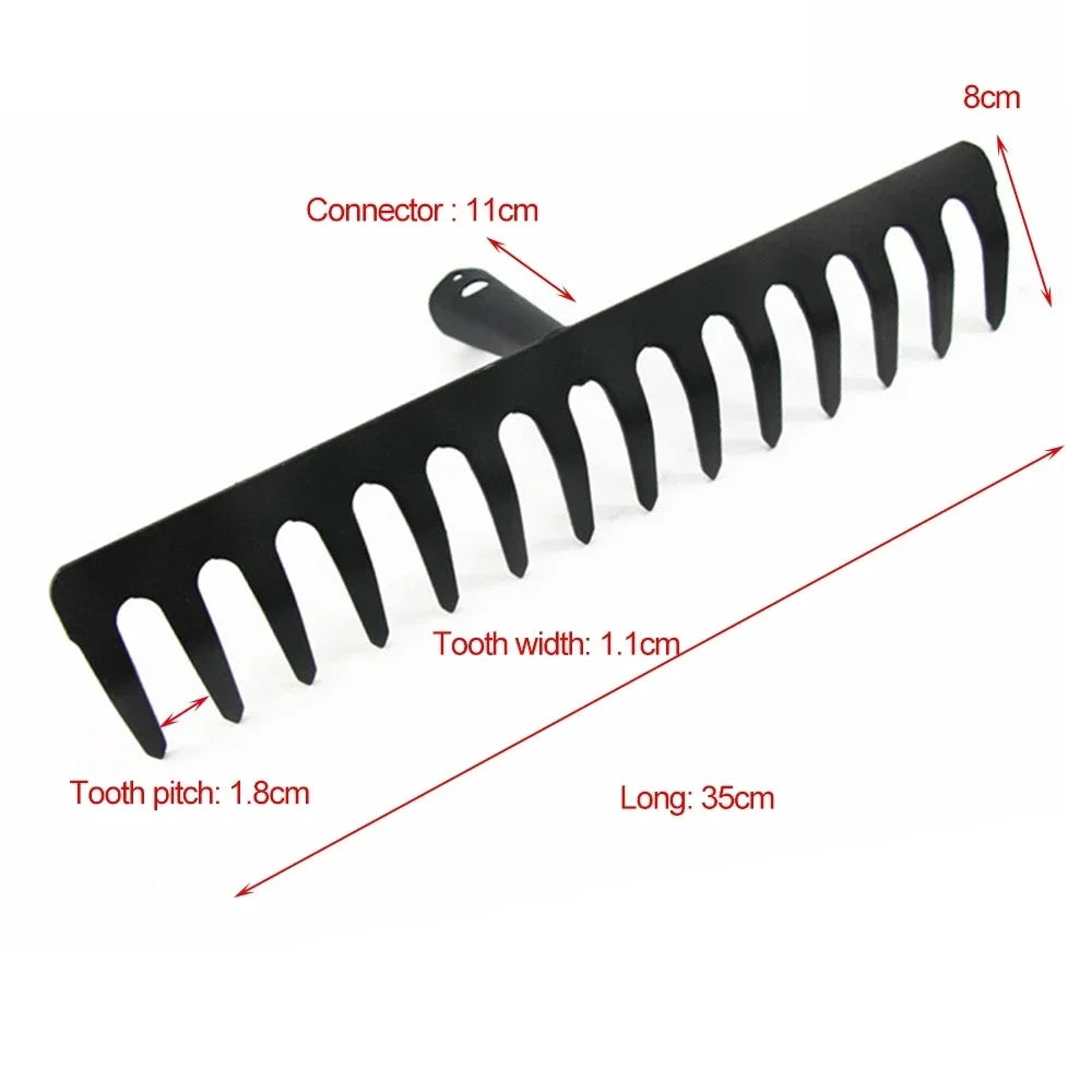 Zevolim| AgriZink Stainless Steel Garden Rake with 14 Tines | Robust Tool for Agriculture & Garden | For Leaves, Hay, Soil & Mulch | High-Quality Soil Rake