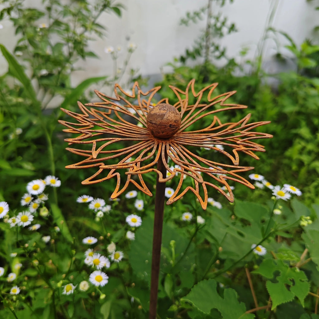 Zevolim| FLORUSTA Garden Stake Bluebonnet | Rust Look Metal | Rustic Garden Decor