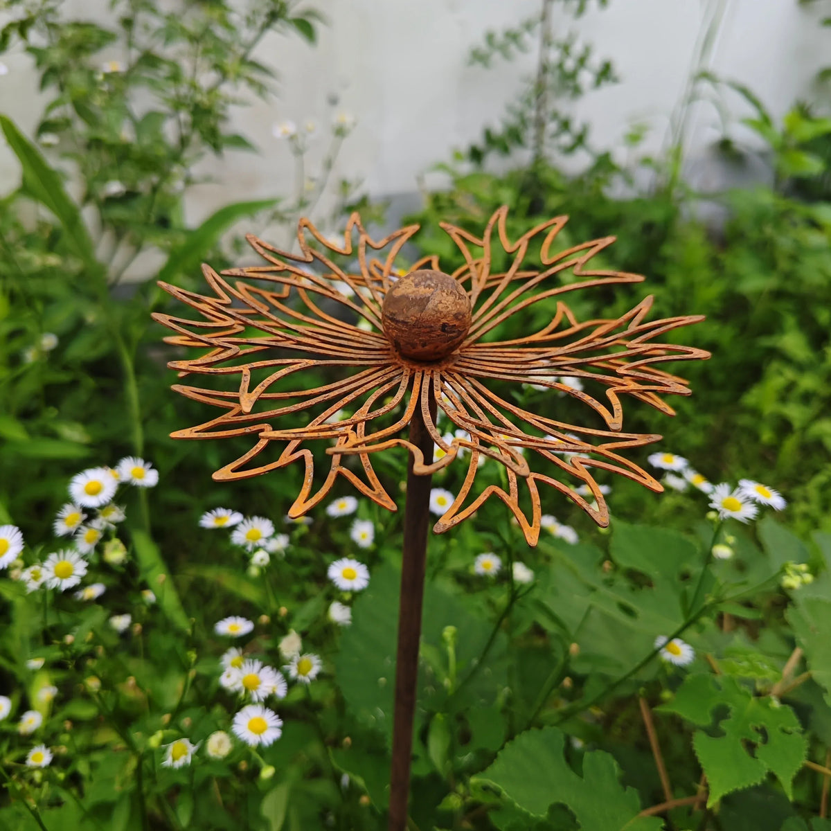 Zevolim| FLORUSTA Garden Stake Bluebonnet | Rust Look Metal | Rustic Garden Decor