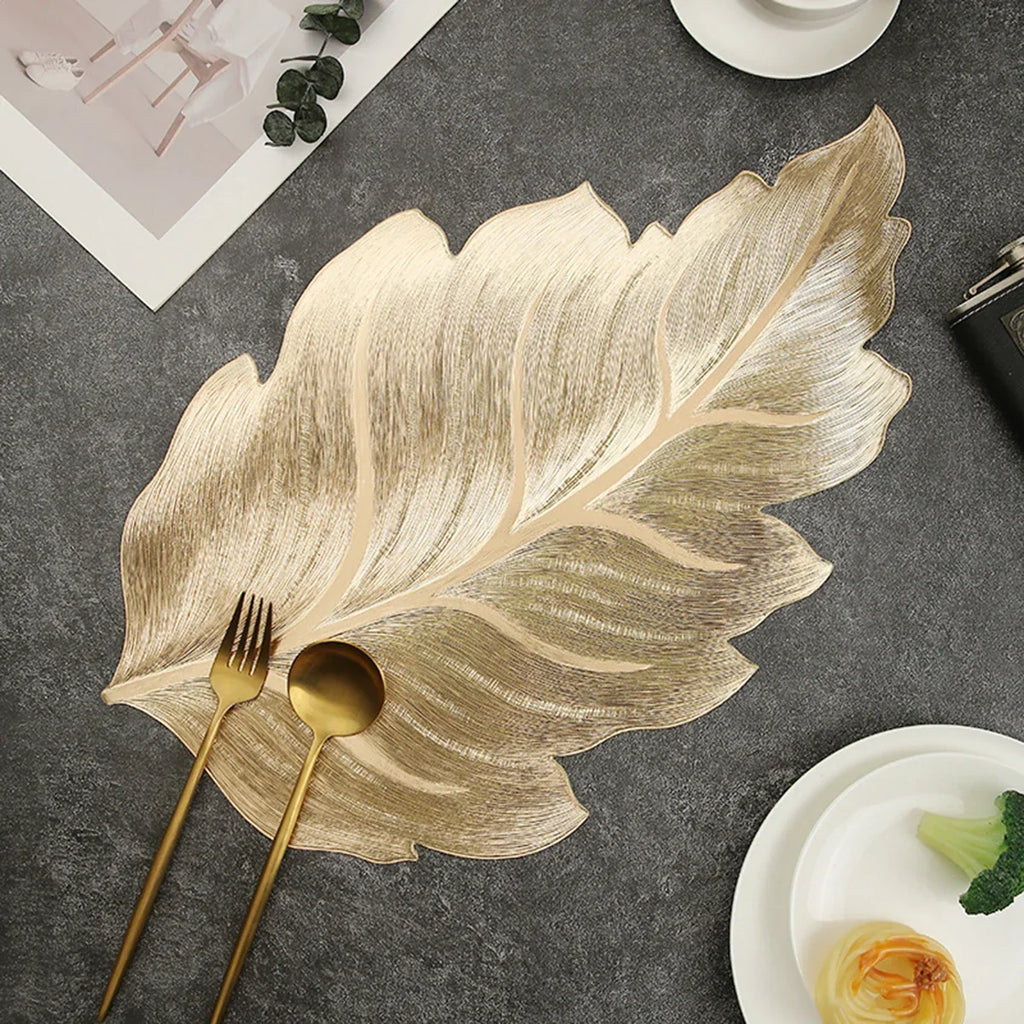 Gold Leaf Shape Decorative Serving Tray