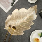 Gold Leaf Shape Decorative Serving Tray