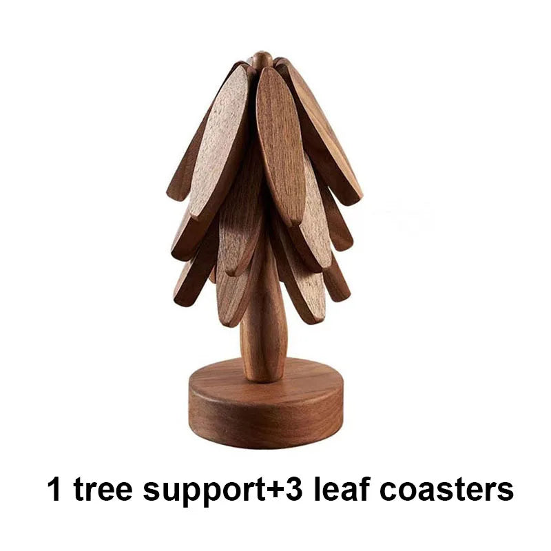 Wooden Tree Heat Resistant Coaster Set