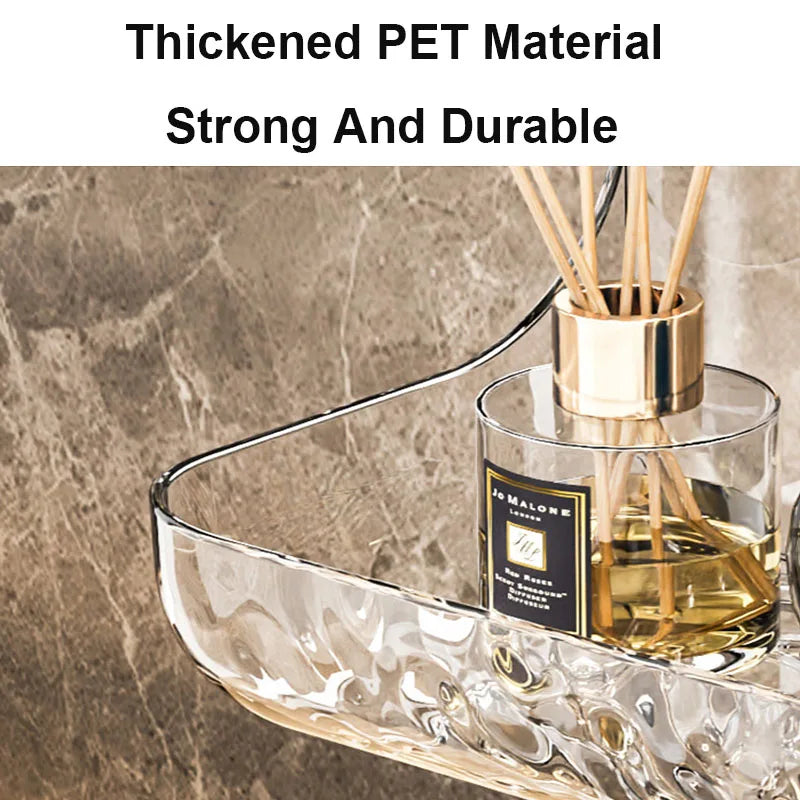 Transvia Wall Shelf | Transparent & Adhesive | Residue-Free | For Bathroom, Kitchen & More
