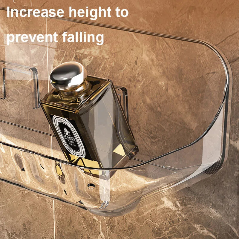 Clario WallClear Wall Shelf Transparent | Acrylic Shelf Without Drilling | For Bathroom & Kitchen | Strong Adhesion & Removable