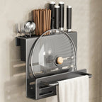 ChefSpace Wall-mounted Knife Holder with Cutting Board Storage – Stainless Steel Bowlift