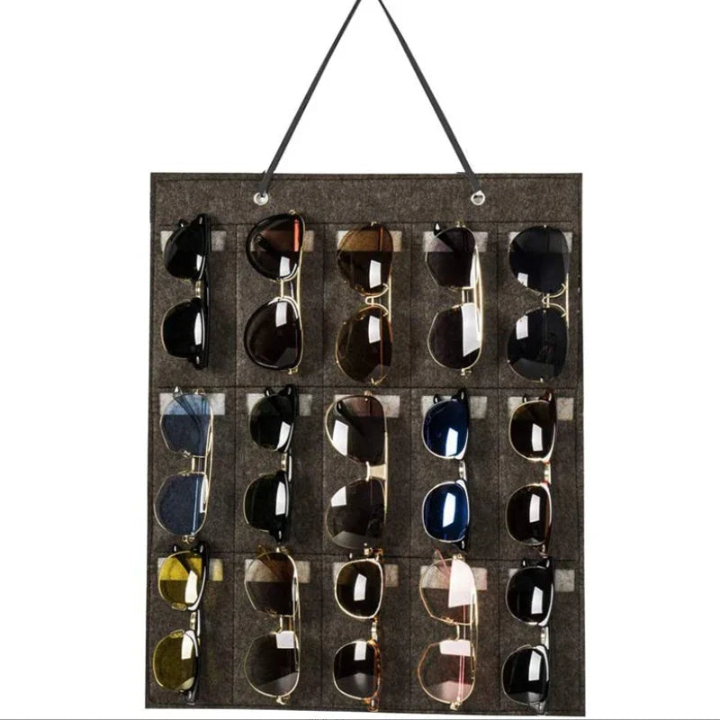 GlasSpace Organizer | Wall-mounted Glasses Holder | Foldable Sunglasses Storage Bag | Space-saving & Dustproof | 42 × 38 cm