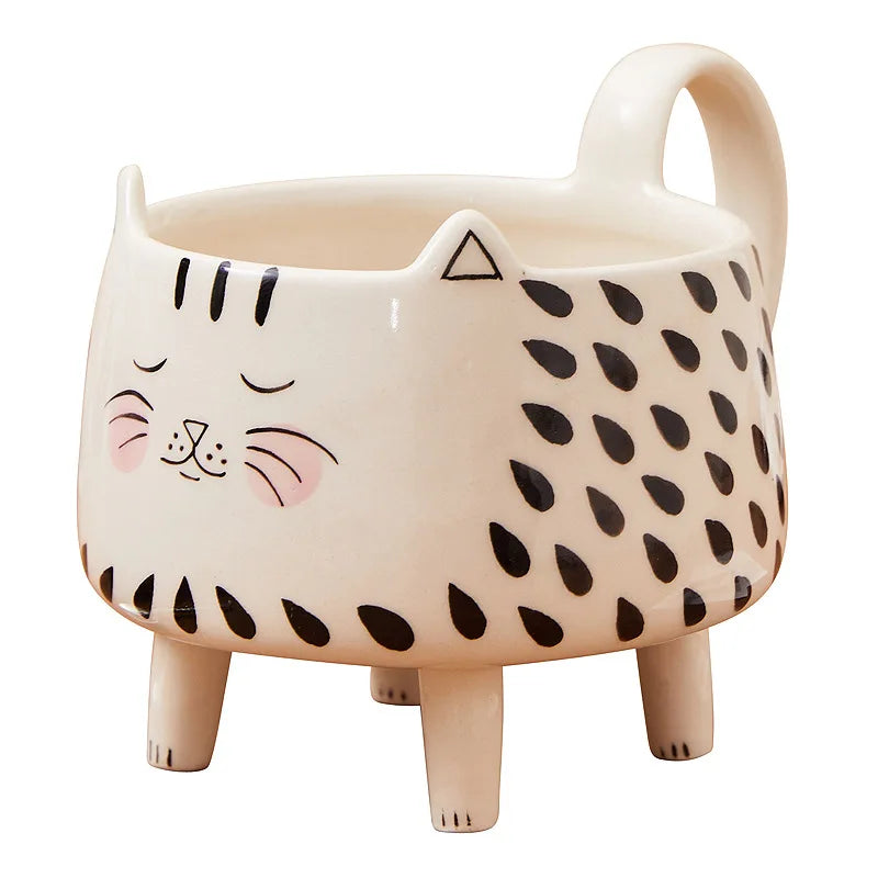 Happy Cat Long Legs Ceramic Mug
