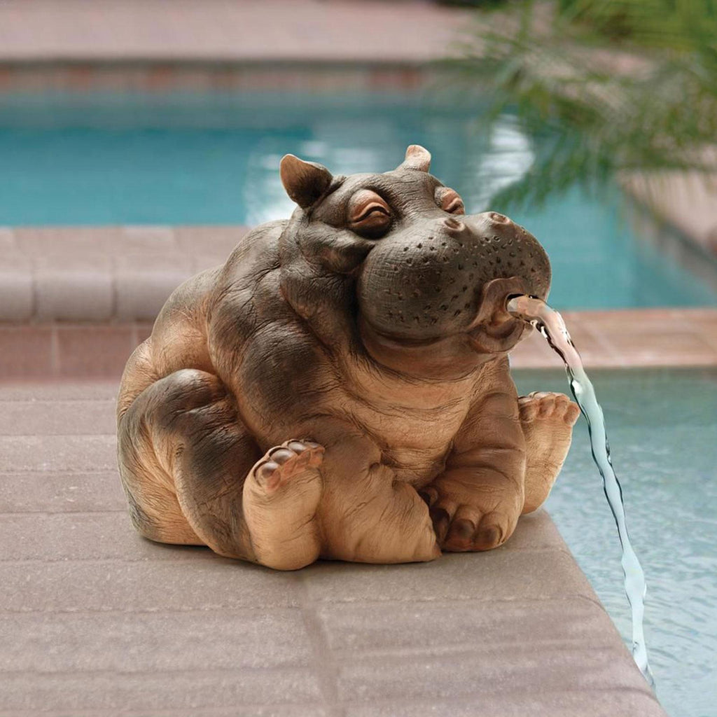 Zevolim| Playful Hippopotamus Garden Sprinkler Statue