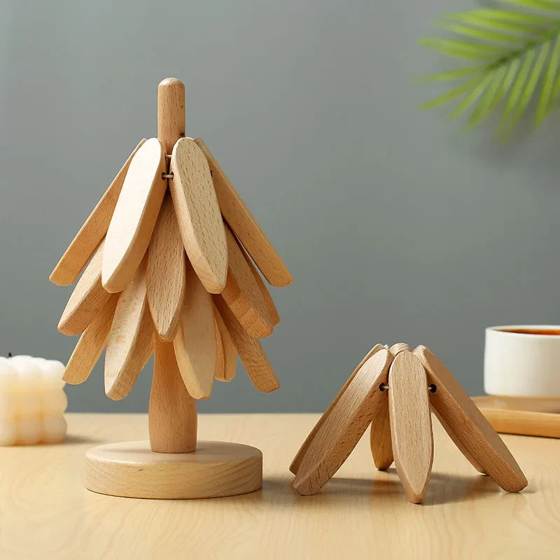Wooden Tree Heat Resistant Coaster Set