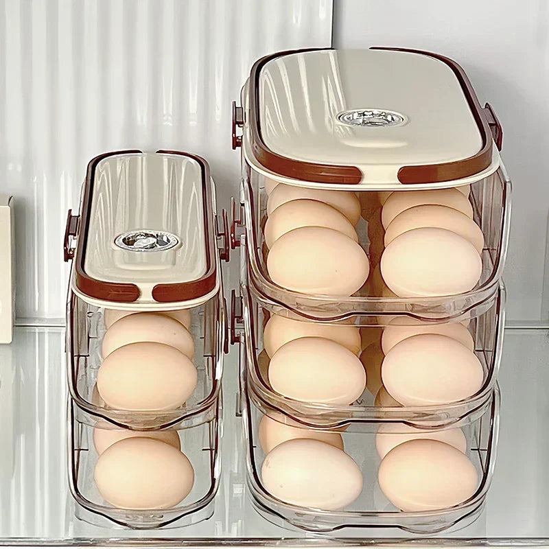 Fridge Organizer Automatic Rolling Transparent Egg Storage Box