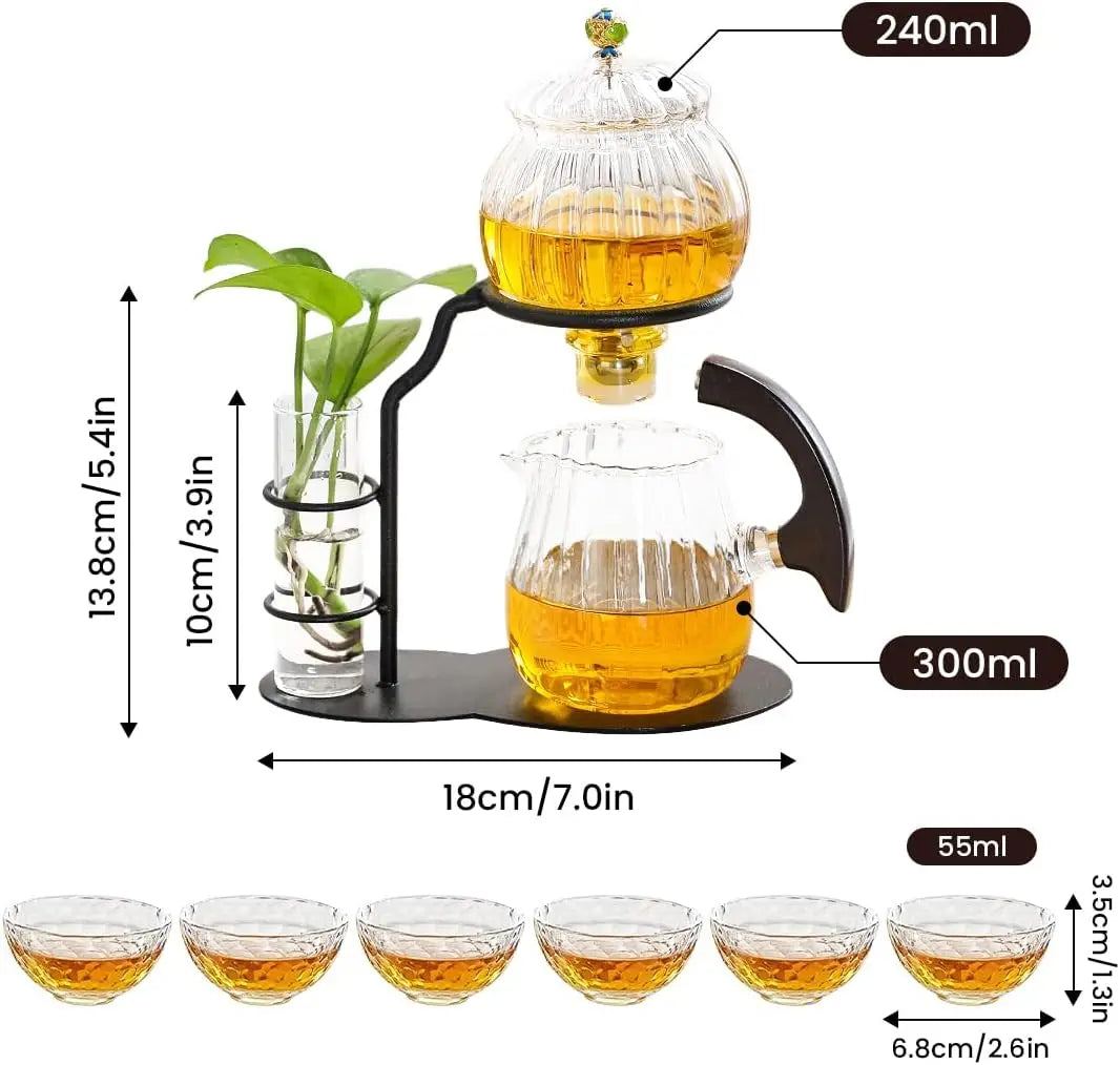 Vintage Pumpkin-Inspired Glass Tea Set
