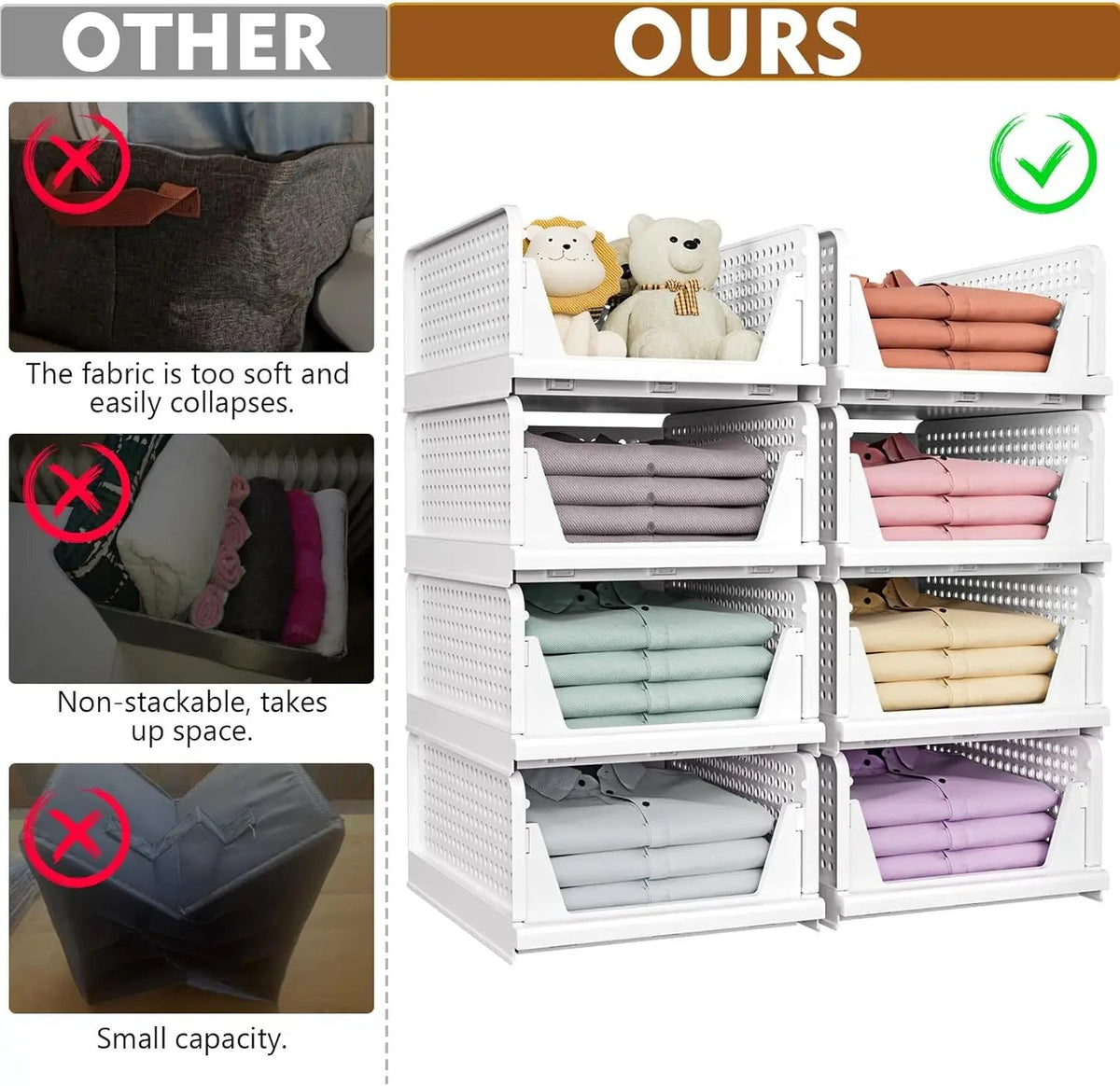 5-Pack Stackable Foldable Closet Storage Boxes – Liora