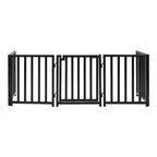 Libro Extra Wide Steel Freestanding (24" H) Dog Gate w/ Door (70" - 117" W) Weather Resistant Outdoor / Indoor Dog Fence - Small Dog