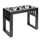 Libro Double Diner - Modern Architectural Large Dog Feeder - Heavy Weight Elevated Black Steel Stand ( 11" / 15" / 18" Tall)
