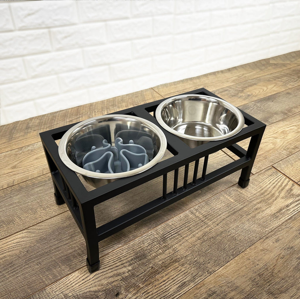 Extra Bowl Set w/ Slow Feed Insert Pad – Food-Safe 201 Stainless Steel w/ Silicone Insert, set of 2
