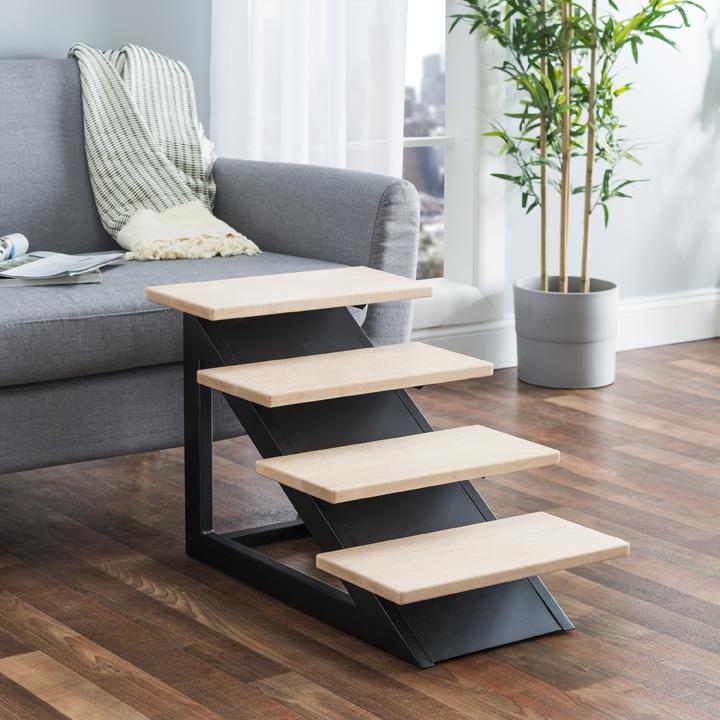 Loft Pet Steps - Modern Metal / Hardwood Dog Stairs, No Slip Steps 19" Tall, Large Dog to 180 lbs