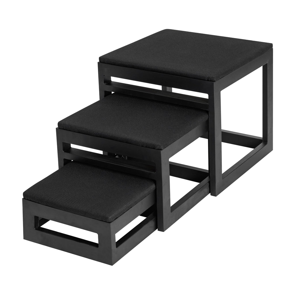 Mila Nesting Metal Pet Steps - Modern, 19" Tall Strong Dog Stairs - 3 No Slip Step, Large Dog (180 lbs)