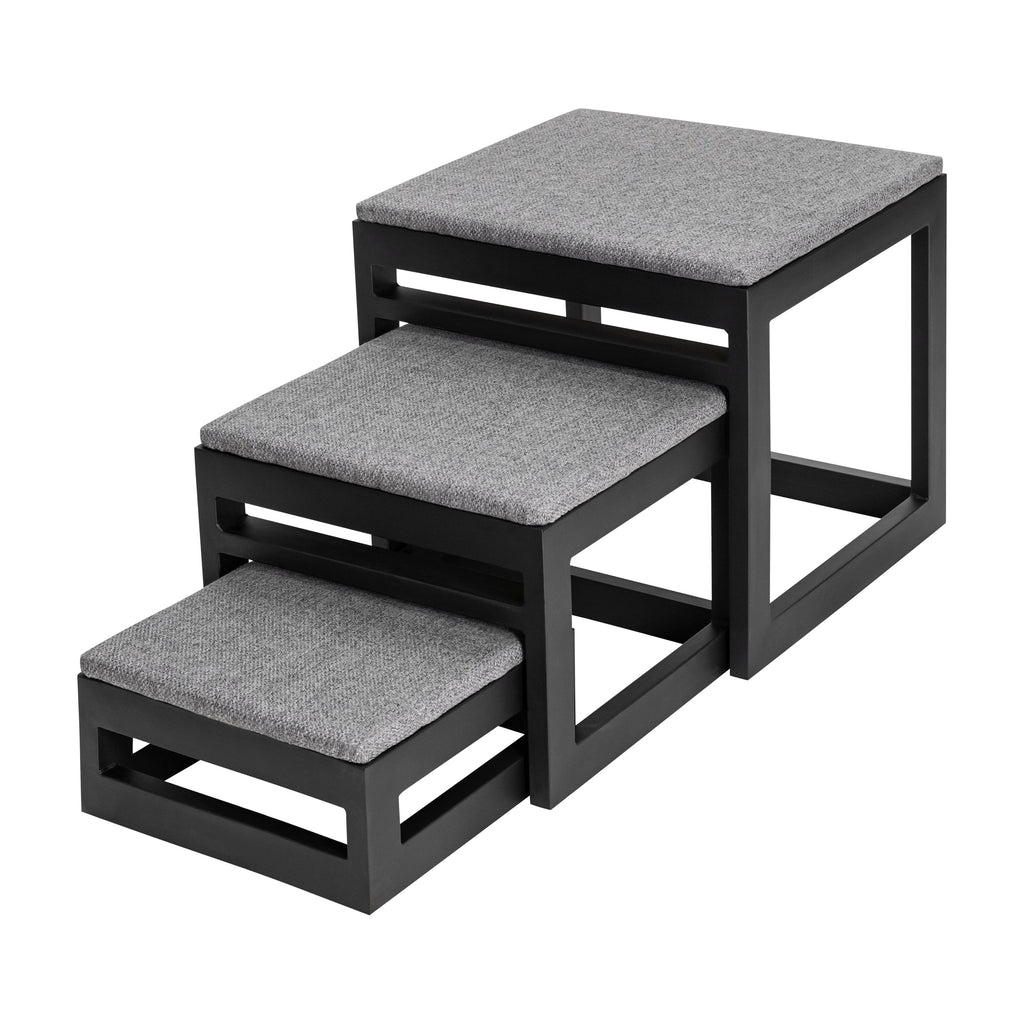 Mila Nesting Metal Pet Steps - Modern, 19" Tall Strong Dog Stairs - 3 No Slip Step, Large Dog (180 lbs)