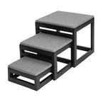 Mila Nesting Metal Pet Steps - Modern, 19" Tall Strong Dog Stairs - 3 No Slip Step, Large Dog (180 lbs)