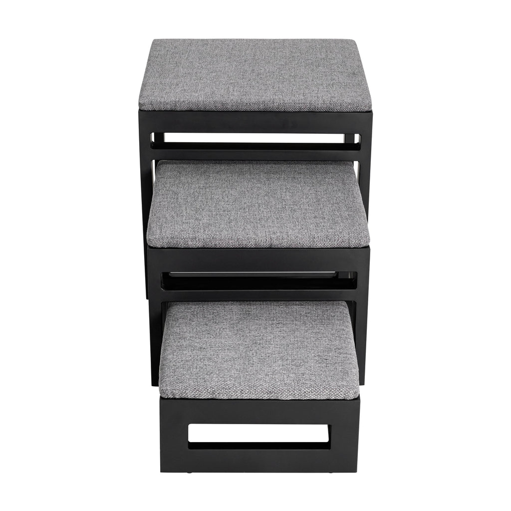 Mila Nesting Metal Pet Steps - Modern, 19" Tall Strong Dog Stairs - 3 No Slip Step, Large Dog (180 lbs)