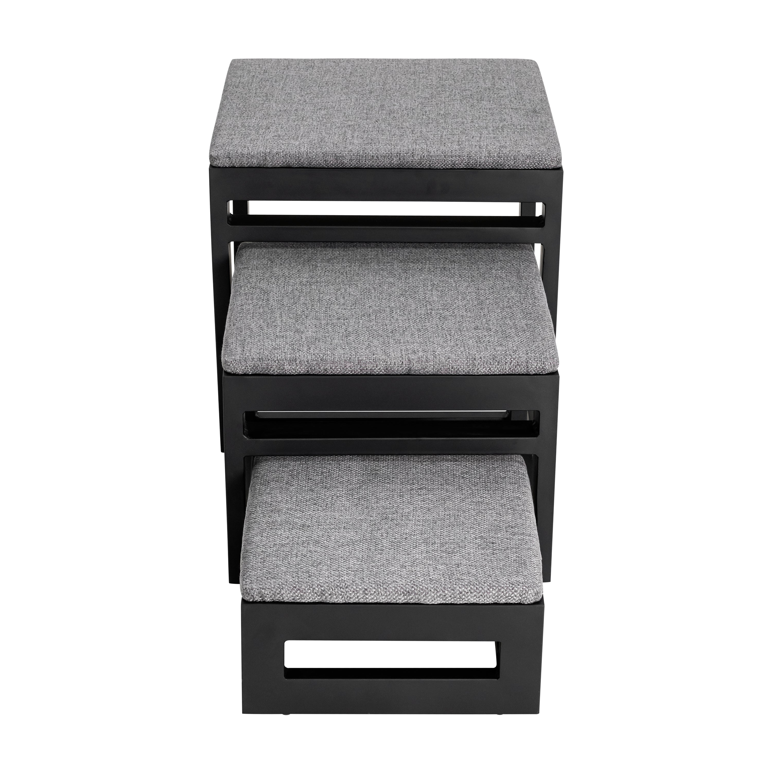 Mila Nesting Metal Pet Steps - Modern, 19" Tall Strong Dog Stairs - 3 No Slip Step, Large Dog (180 lbs)