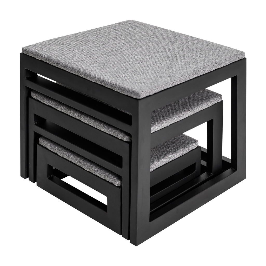 Mila Nesting Metal Pet Steps - Modern, 19" Tall Strong Dog Stairs - 3 No Slip Step, Large Dog (180 lbs)