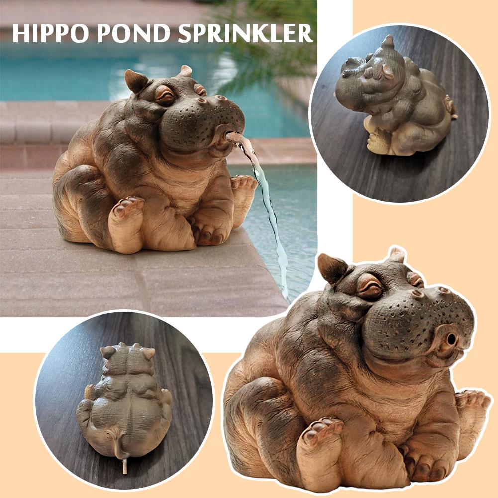 Zevolim| Playful Hippopotamus Garden Sprinkler Statue