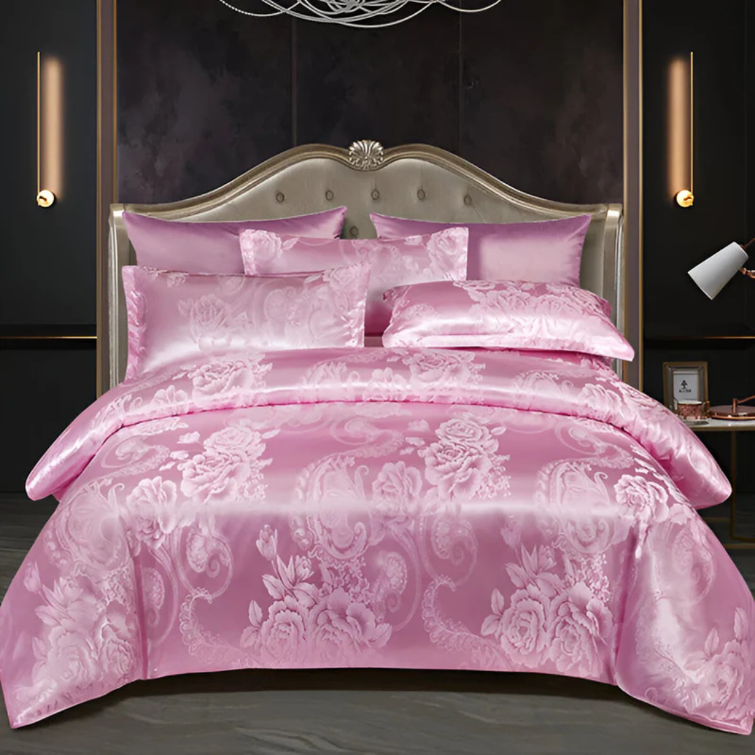 Zevolim| Satin Floral Soft Duvet Cover Set