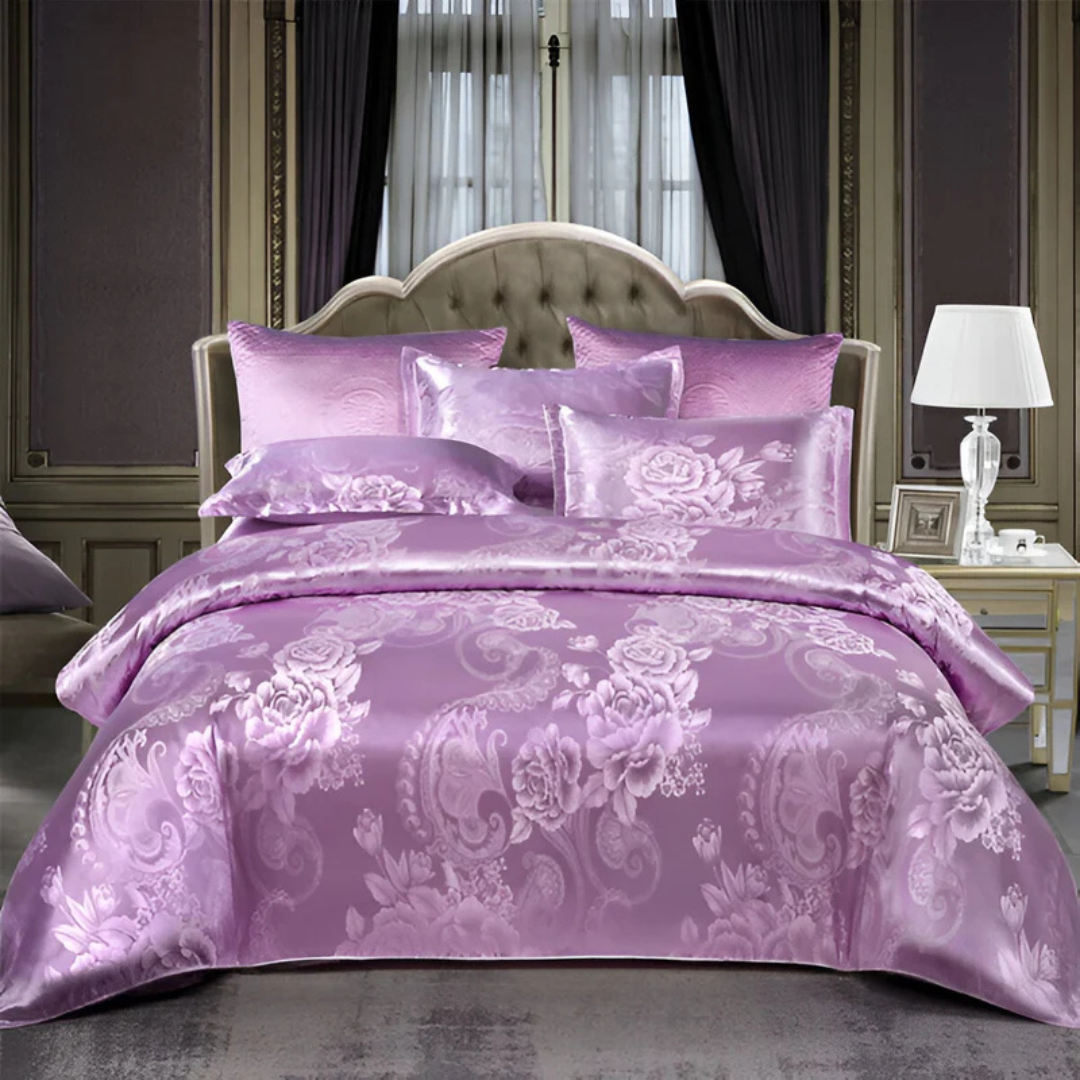 Zevolim| Satin Floral Soft Duvet Cover Set