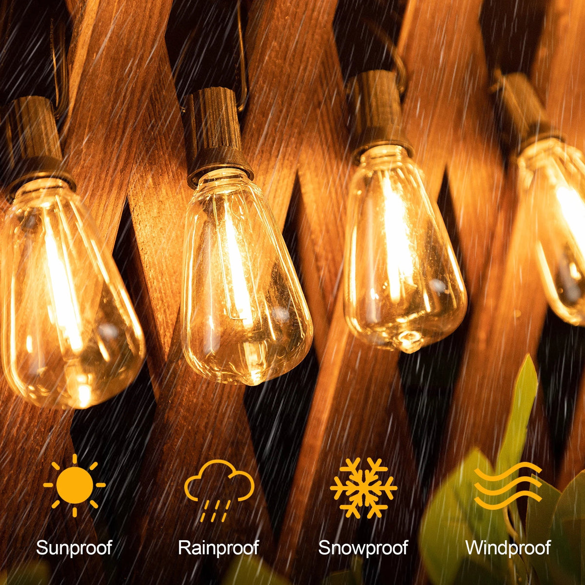 Solar Powered Outdoor String Lights with Shatterproof Bulbs