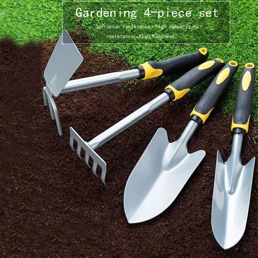 Zevolim| Groviva Garden Tool Set 4-pcs. | Stainless Steel | Hoe & Shovel | For Digging, Planting & Weeding