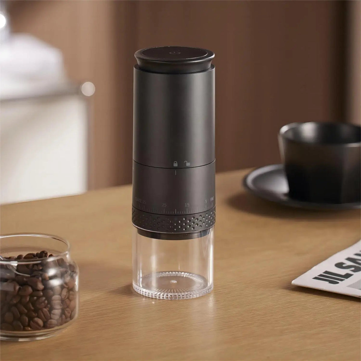 1500mAh Electric Coffee Grinder – Adjustable USB-C Rechargeable Burr Mill for Fresh Coffee