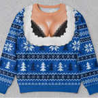 Custom Funny Ugly Christmas Sweatshirt‑Personalized "Light Up The Holiday Party" Illusion Crewneck, Novelty Lingerie‑Style Pullover, Gag Holiday Gift for Husband, Dad, Son, Grandpa, Brother, Yourself