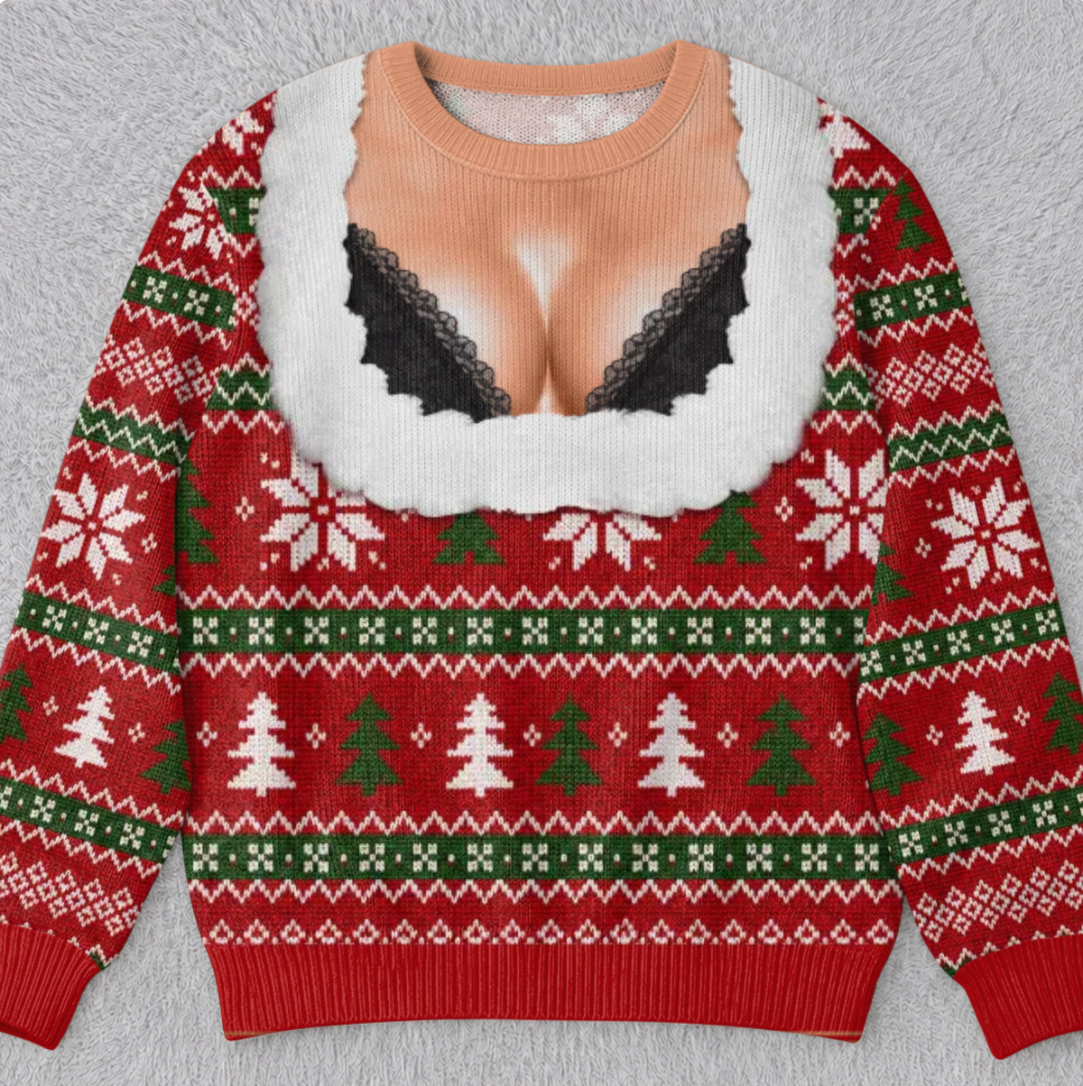 Custom Funny Ugly Christmas Sweatshirt‑Personalized "Light Up The Holiday Party" Illusion Crewneck, Novelty Lingerie‑Style Pullover, Gag Holiday Gift for Husband, Dad, Son, Grandpa, Brother, Yourself