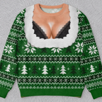 Custom Funny Ugly Christmas Sweatshirt‑Personalized "Light Up The Holiday Party" Illusion Crewneck, Novelty Lingerie‑Style Pullover, Gag Holiday Gift for Husband, Dad, Son, Grandpa, Brother, Yourself