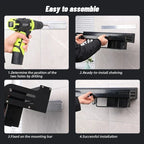 Kitchen wall shelf made of metal – Self-adhesive & screwable | Non-slip wave pattern | Mounting accessories included Bowlift