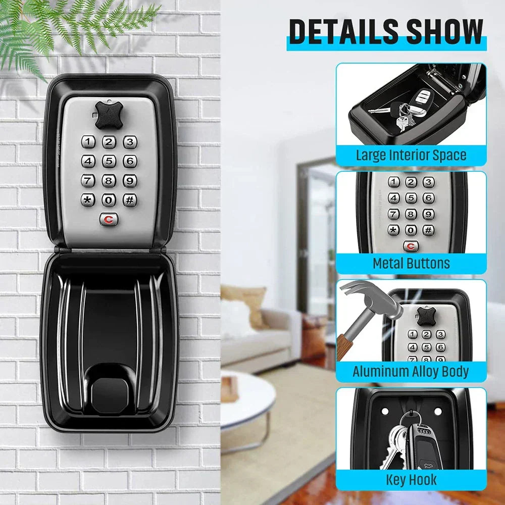 Waterproof Wall-Mounted Key Safe Box – Outdoor Lockable Key Storage with Combination Code