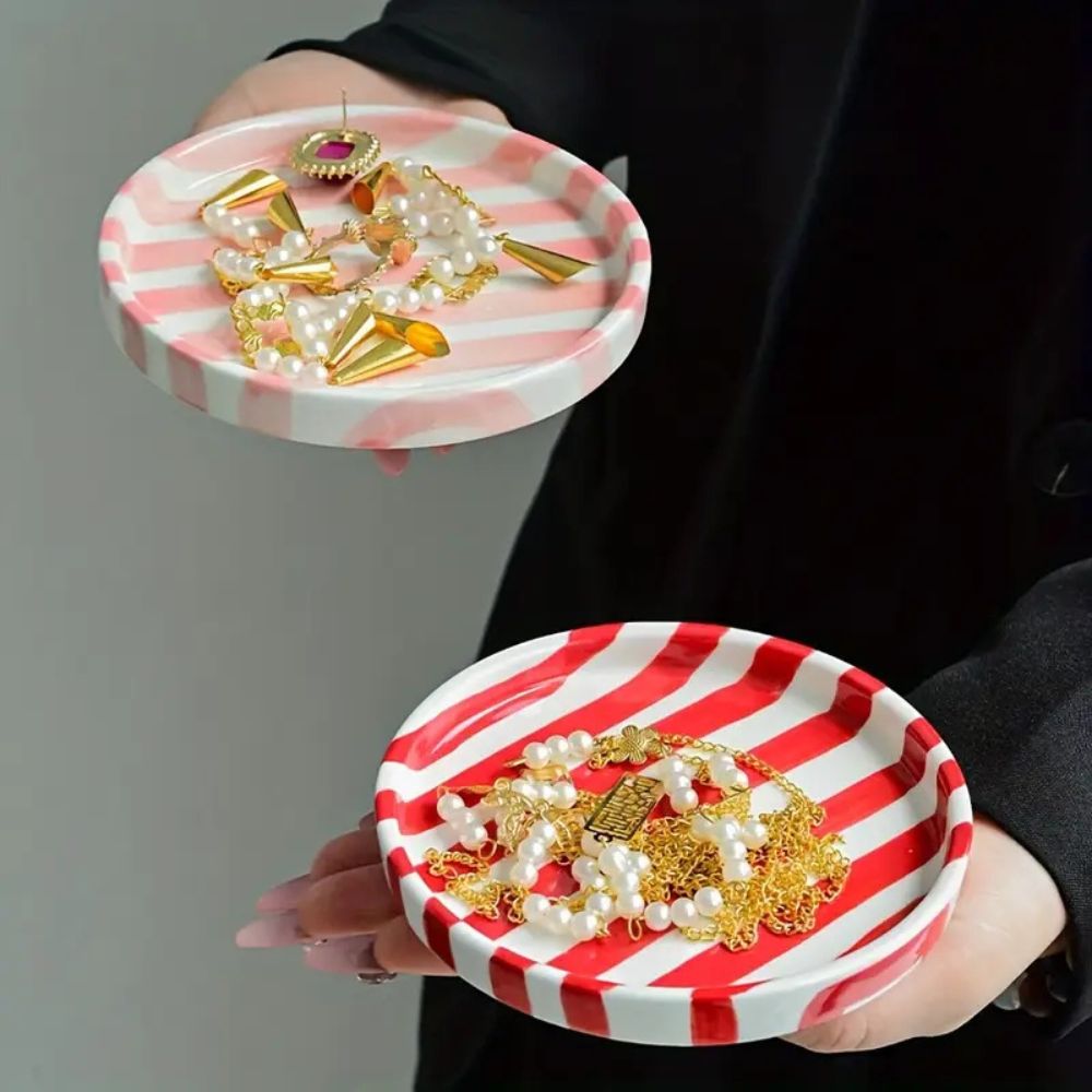 Silva Ceramic Stripe Jewelry Tray