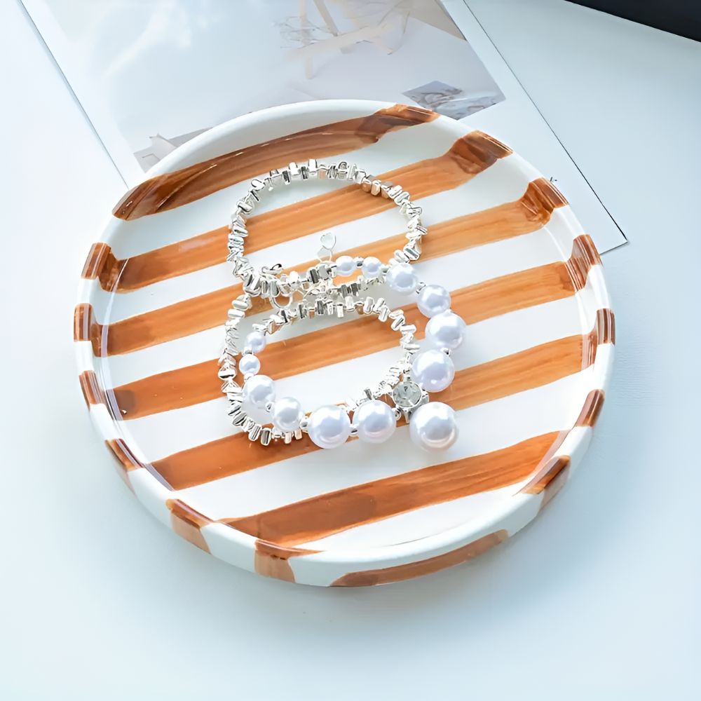 Silva Ceramic Stripe Jewelry Tray