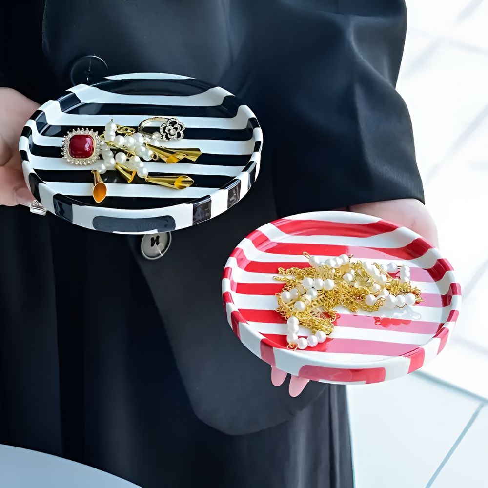 Silva Ceramic Stripe Jewelry Tray