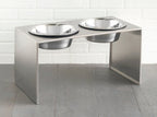Slate Double Diner - Modern Architectural 304 Stainless Steel Stand, Elevated Dog Bowls (5"/ 9" / 12" / 18" Tall)