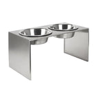 Slate Double Diner - Modern Architectural 304 Stainless Steel Stand, Elevated Dog Bowls (5"/ 9" / 12" / 18" Tall)