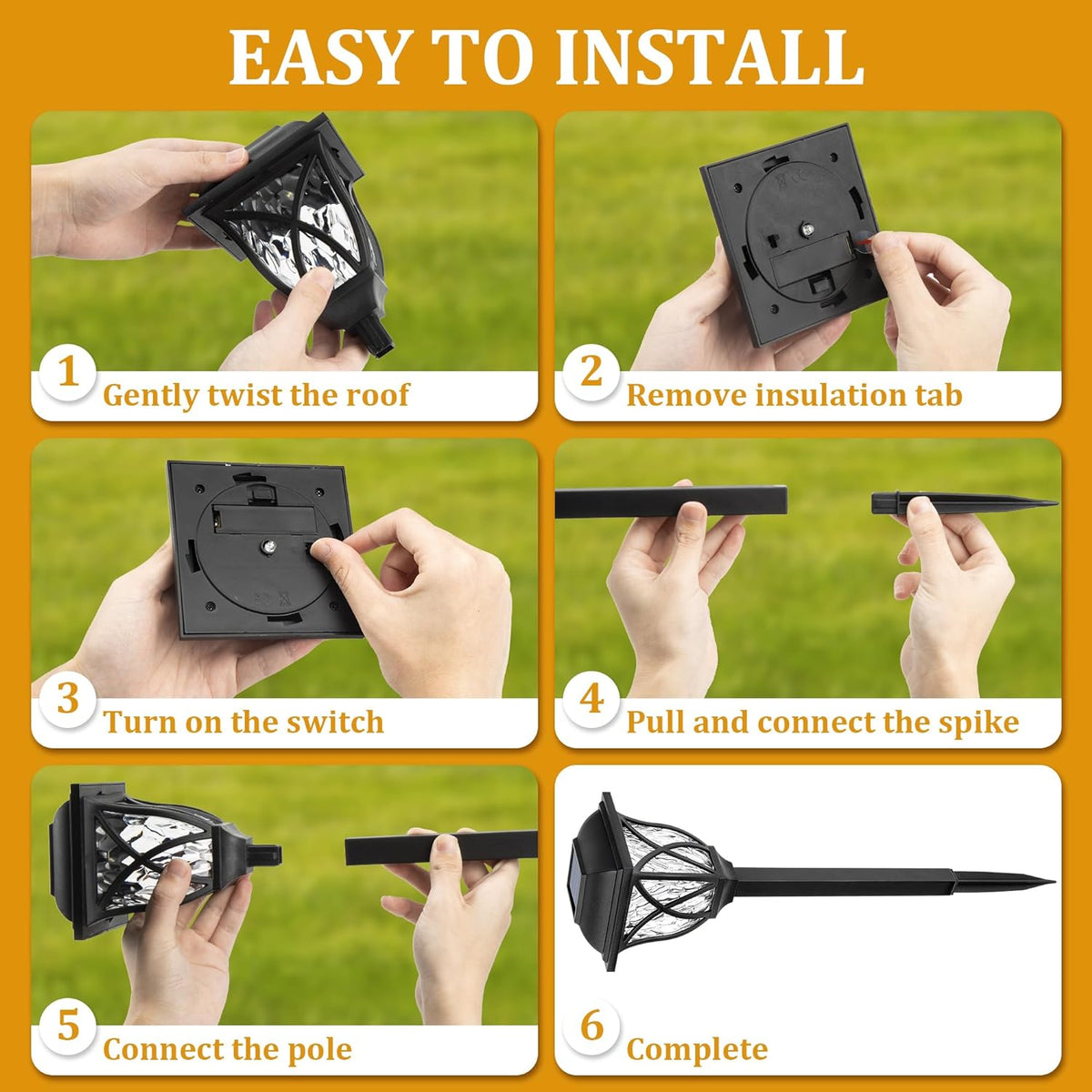 6 Pack LED Solar Pathway Lights for Gardens and Pathways