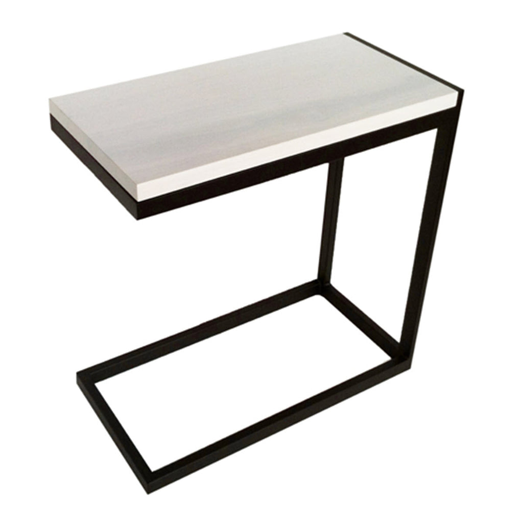 Solaz End Table - Modern Minimalist C Table, Hardwood w/ Metal Frame (24" L x 12" W x 24" H)