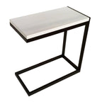 Solaz End Table - Modern Minimalist C Table, Hardwood w/ Metal Frame (24" L x 12" W x 24" H)